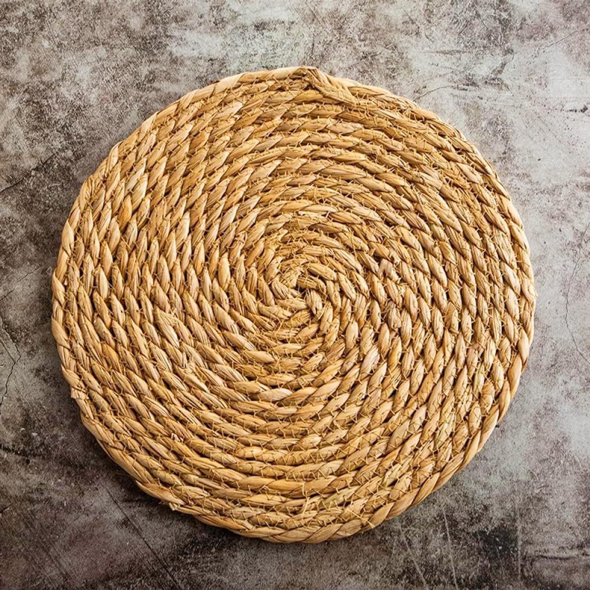 Geweven placemat- en onderzetterset (2-delig) — Ronde rattan onderzetters (30 cm)
