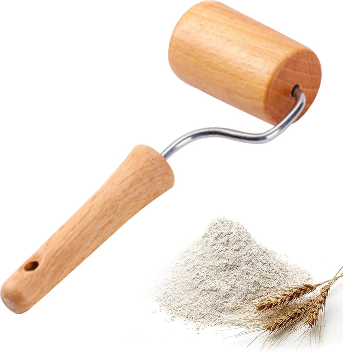 Een deegroller om deeg vanaf de randen van een bakvorm uit te rollen, zodat het deeg gelijkmatig langs de randen wordt uitgerold. Een accessoire Geschikt voor de deegroller bij het bakken.