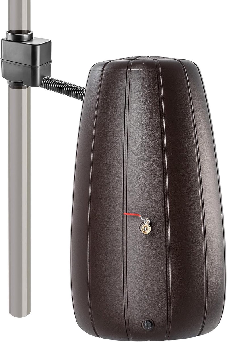 Regenton 200 liter - Regenwatertank Vat - Tuinieren Water Opslag - Vorstbestendig Inclusief Kraan - 60x25x104 cm - Mokka