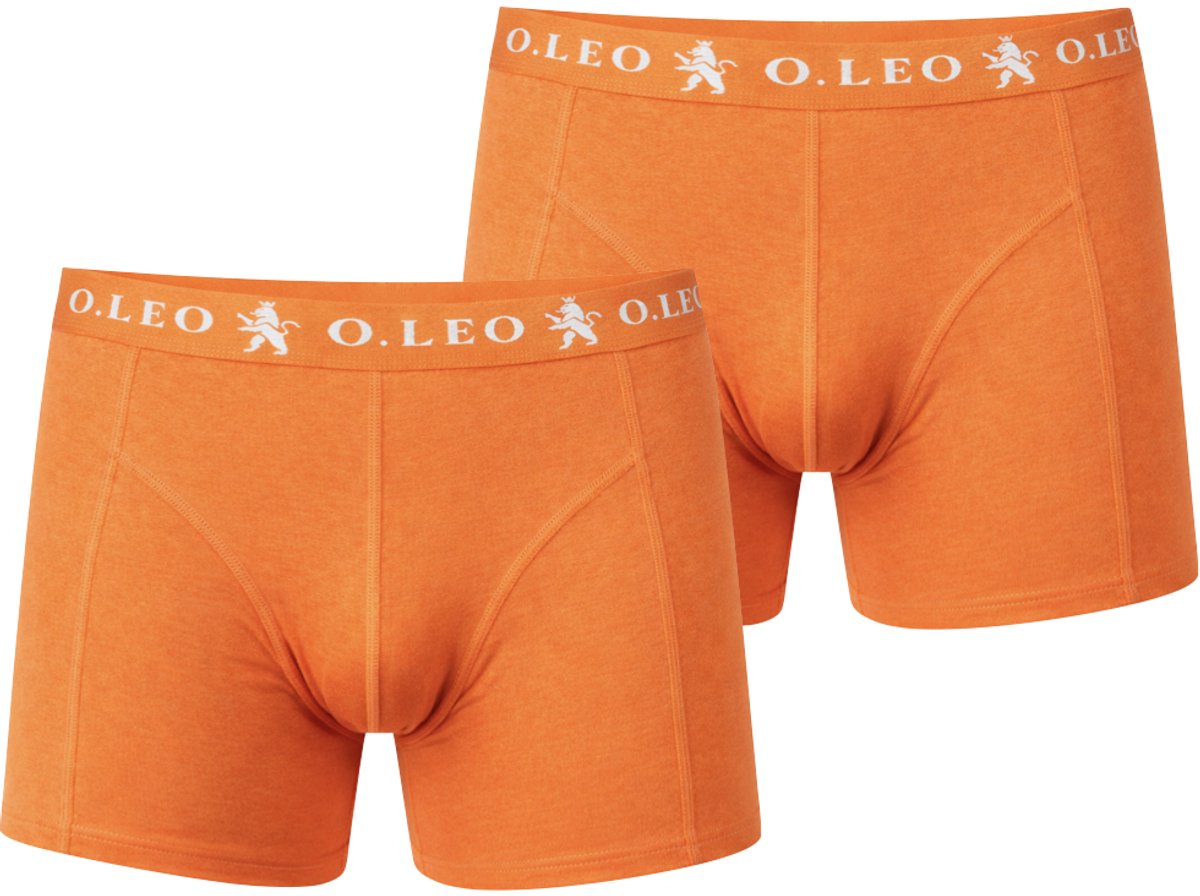 O.Leo - Boxershort heren - Oranje - 2 stuks - Maat M - Stevig katoen & Comfortabele naden - Onderbroeken heren