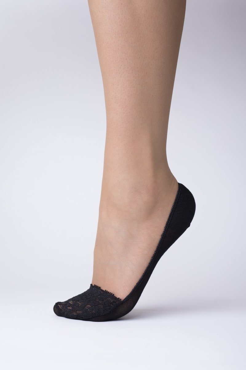Steps - Footies - Kant - Ademend - Onzichtbaar - 2-Pack - Perfect fit - One Size - Zwart - 0084