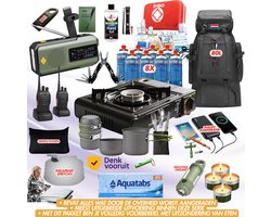 Compleet Gezin Noodpakket 72 uur – Op Advies van de Overheid, behalve eten – Noodpakket Rampenrugzak, Noodradio, Waterzuivering - Noodpakket Overheid