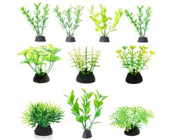Solud® Aquarium decoratie set groen - Aquarium planten - Aquarium plantjes - Aquarium kunstplanten 10 stuks - 5-12 CM