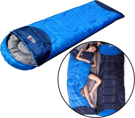 Draagbare Slaapzak - Dekenslaapzak - Outdoor Kamperen - Waterdicht Dubbellaags - 190 x 75 cm - Blauw — afbeelding 4