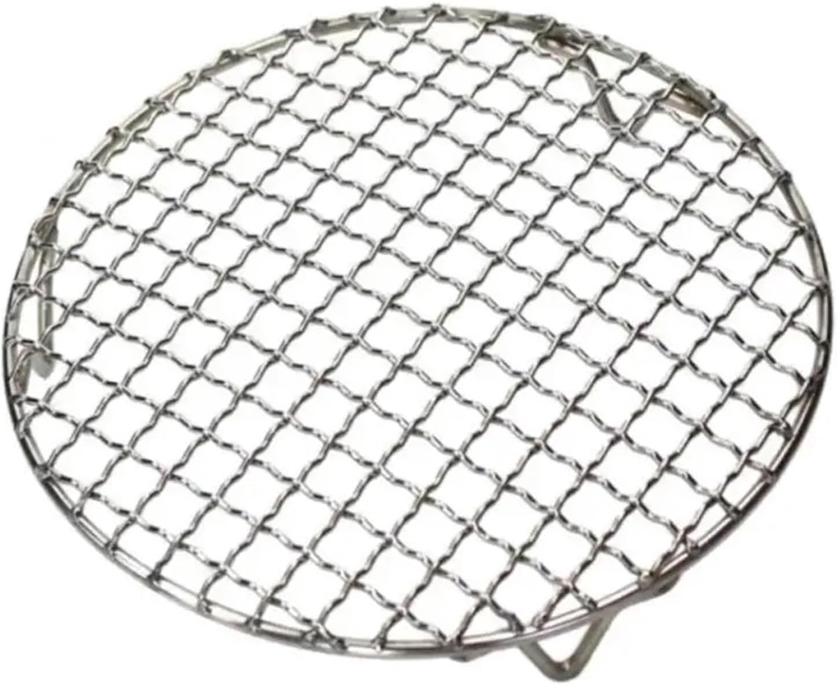 Rond Grillrooster - Barbecue Net - Buiten Koken - Met Poten - 25 cm Diameter - Zilverkleurig