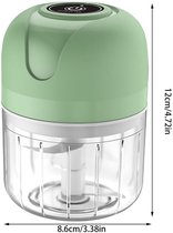 Draadloze Elektrische Uiensnijder & Mini Chopper - 250ml Keukensnijder voor Groenten, Knoflook & Kruiden - USB Oplaadbaar - Compacte Hakmolen met RVS Messen - Wit/Transparant