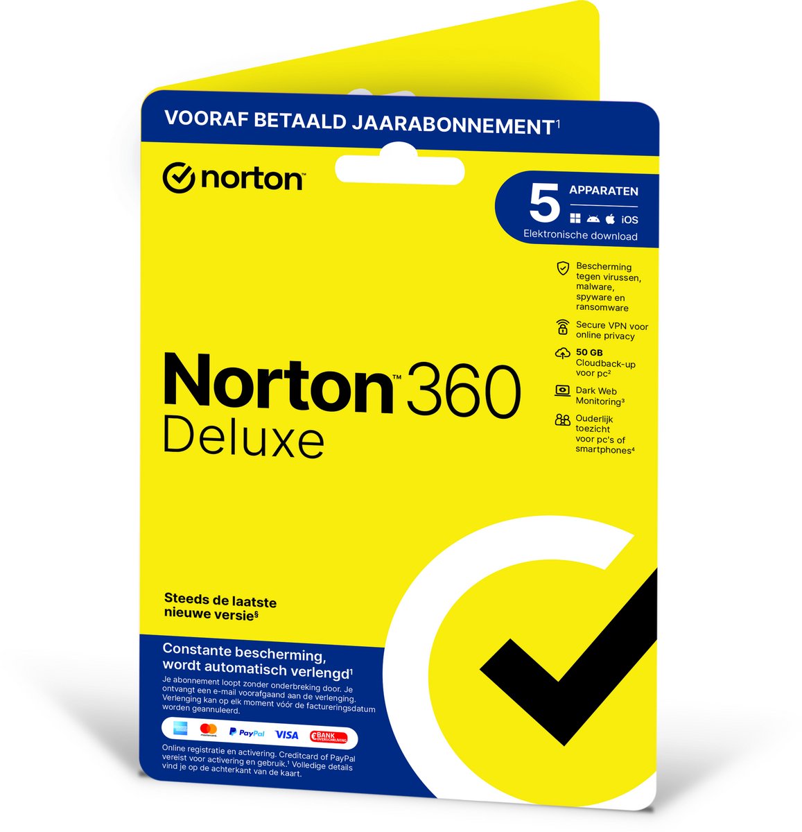 Bol.com Norton 360 Deluxe - 1 Gebruiker - 5 Apparaten - 1 Jaar - 50GB - Windows/MAC/Android/iOS Download aanbieding