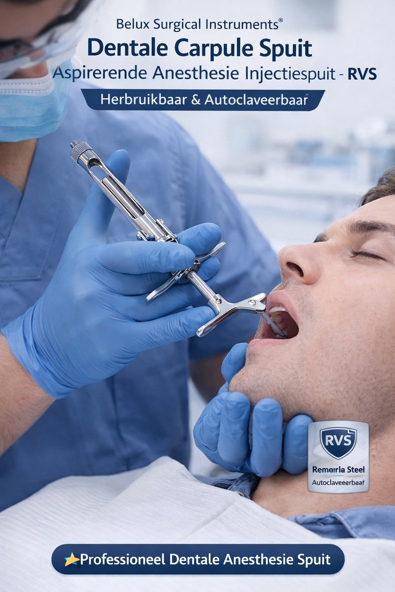 Belux Surgical Instruments / Dentale Carpule Spuit – Aspirerende Anesthesie Injectiespuit – RVS – Herbruikbaar & Autoclaveerbaar