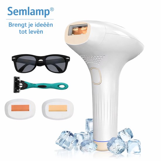 IPL Laser Ontharingsapparaat met IJskoeling – Pijnloze Permanente Haarverwijdering-Intense Pulsed Light Technologie, Geschikt voor Gezicht, Oksels, Benen en Bikini – Snel, Veilig en Inclusief Koelsysteem voor Gevoelige Huid – Compact, Ergonomisch