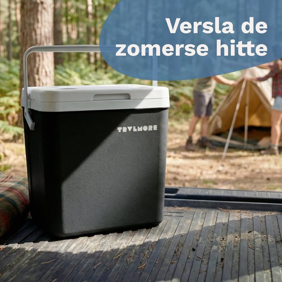 TRVLMORE Koelbox 26L - 65 Uur Koeling - Frigobox - Inclusief 2 Koelelementen - Antraciet van Merkloos — afbeelding 4