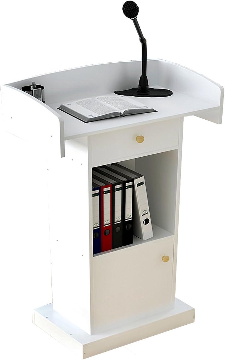 Houten Podium - Preekstoel Lessenaar - Presentaties Geven - Grote Opbergruimte - 60x40x124cm