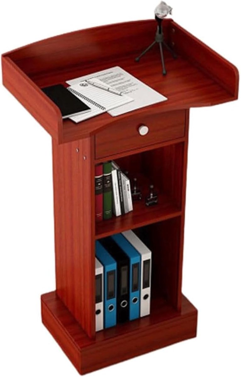 Draagbare Lessenaar - Houten Podium - Presentatie Geven - Ruime Lade Opslag - 42 inch Hoog - Wit