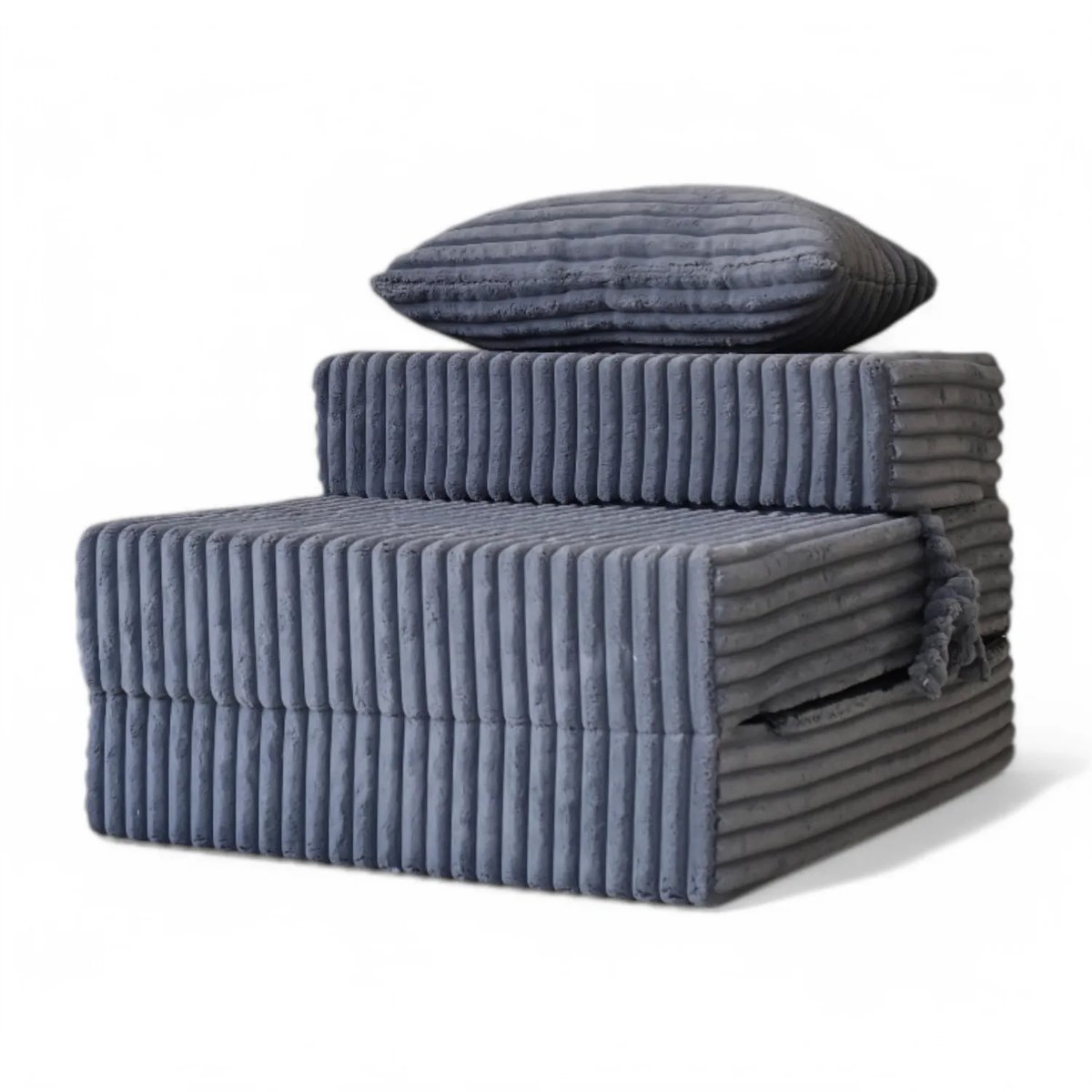 Opvouwbare fauteuilmatras 2-in-1 - 200 x 70 x 15 cm - Corduroy - Slaapstoel en vloermatras, grafiet