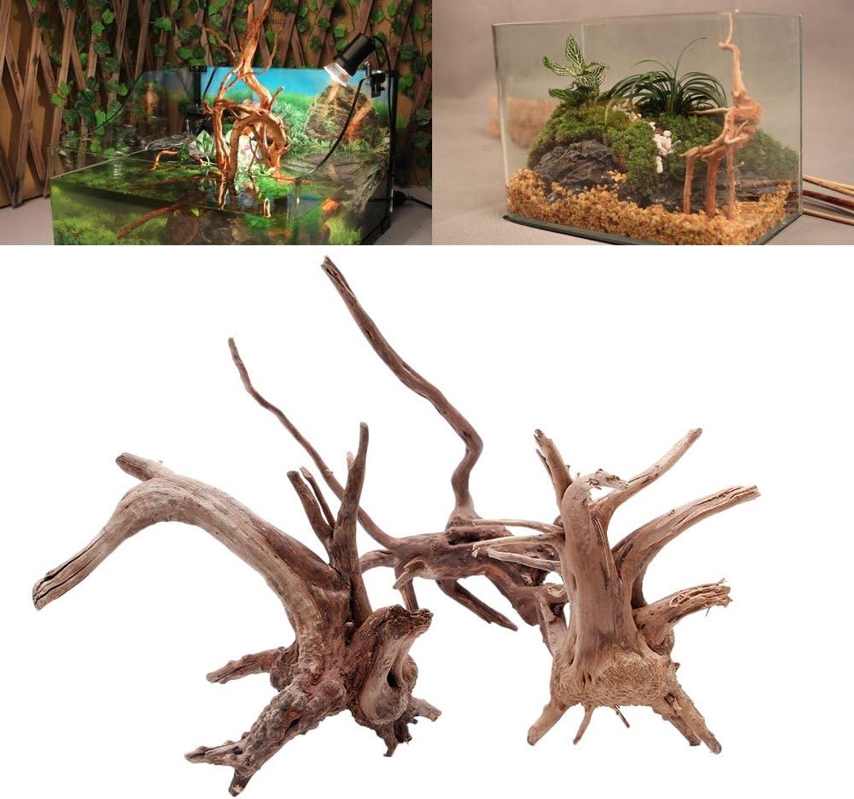 Aquarium Hout - Natuurlijke Decoratie - Vissenverblijf Inrichten - Waterproof Materiaal - Bruin