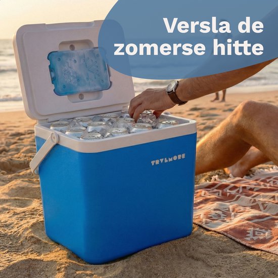 TRVLMORE Koelbox 14L - 47 Uur Koeling - Frigobox - Inclusief 2 Koelelementen - Koelbox Klein - Blauw van Merkloos — afbeelding 4