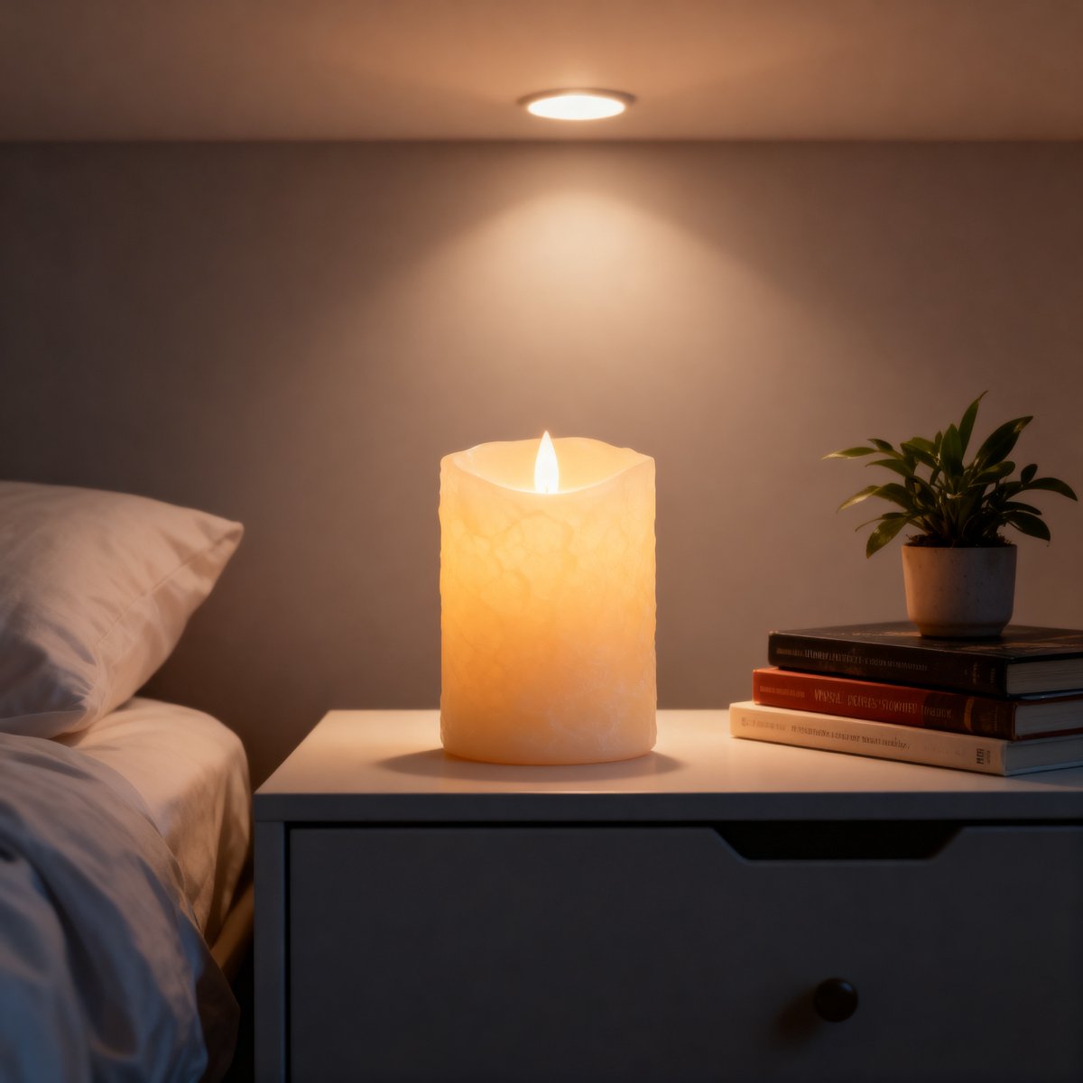 Arti Casa led kaars wetlook ivoor - realistisch vlam-effect - werkt op 2xaa batterijen - veilig alternatief voor echte kaarsen - afmeting ø7,5x12,5cm - geschikt voor binnengebruik