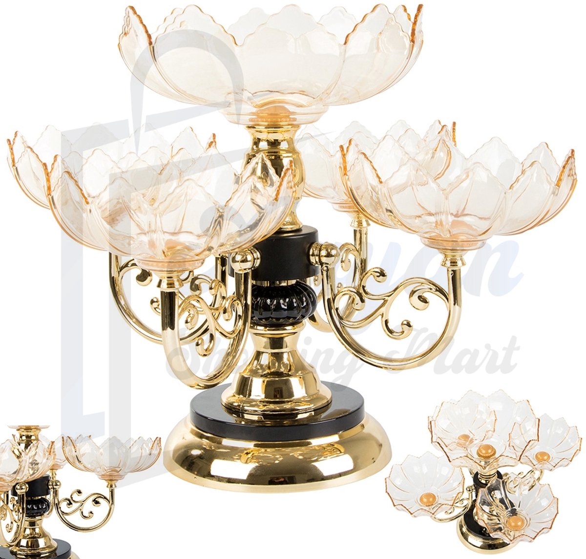 Draaibare Etagère met 5 Schalen – 2-Laags Serveerplateau voor Fruit, Snacks & Desserts – Elegant Design – Stijlvolle Tafel Decoratie – serveer plateau – snack schaal set – fruit schaal etagere – party serveer tray – tafel decoratie schaal – 45566