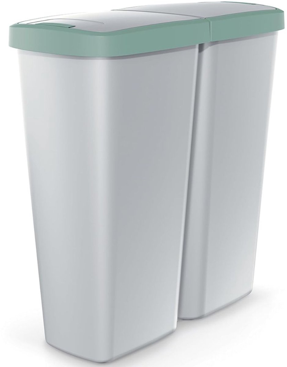FlexVer® Duo Prullenbak - Waste Bin - Afvalbak - 2 X 25L- Wit/Groen