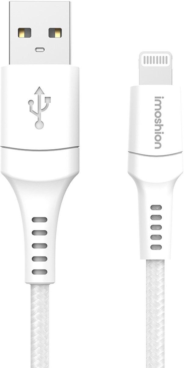 imoshion Kabel - Geschikt voor Lightning naar USB A - 0,25 meter - Oplader Kabel - Wit