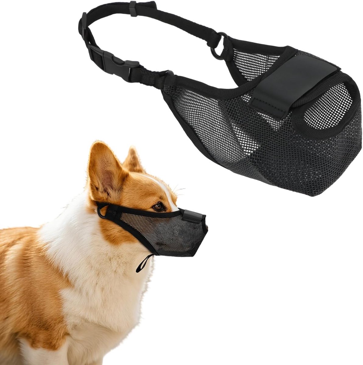 Honden Muilkorf - Verstelbaar Net - Training Openbaar - Ademend Comfort - Maat M - Zwart