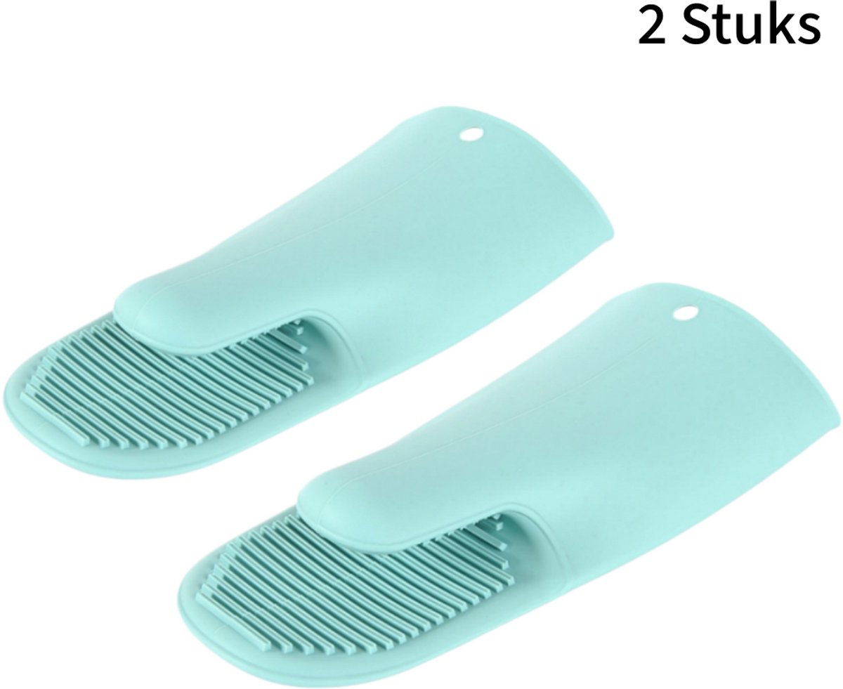 2 stuks siliconen ovenwanten - hittebestendig - antislip - voor magnetron en oven - groen