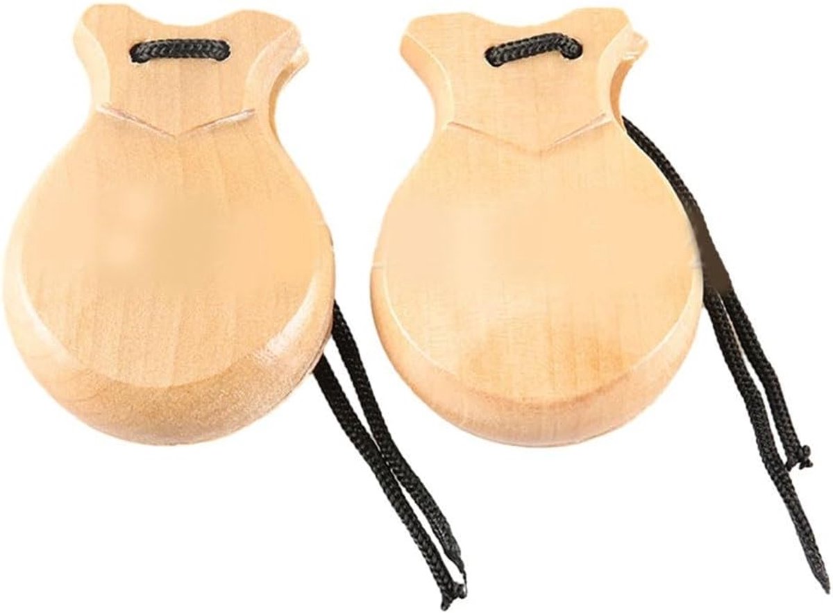 Houten Castagnetten - Percussie Instrument - Flamenco Dans - 2 Paar Set - 10 x 8 x 5 cm - Hout