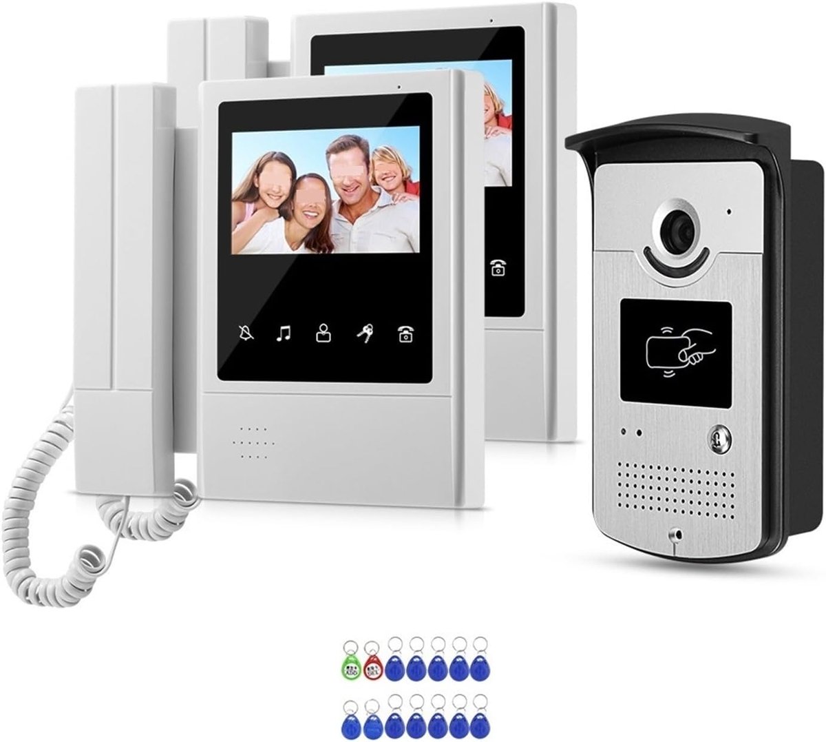 Video Deurbel Systeem - Intercom Deurtelefoon - Veilige Toegang - RFID Kaart Ontgrendeling - 4.3 Inch Scherm - Zwart