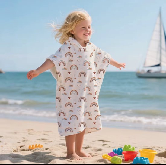 Little Olives - Badcape kind - Strandlaken kind - Badponcho Kind - Badhanddoek kinden - Badcape met muts - Bad Poncho - KinderHanddoek - Omkleed handdoek - Strand Handdoek - Regenboog Handdoek - Kleuter strandlaken - Bad Handdoek - Vakantie Handdoek