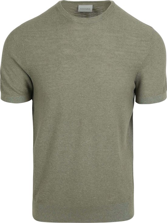 T-shirt piqué en lin vert - Taille M - Homme - T-shirts décontractés