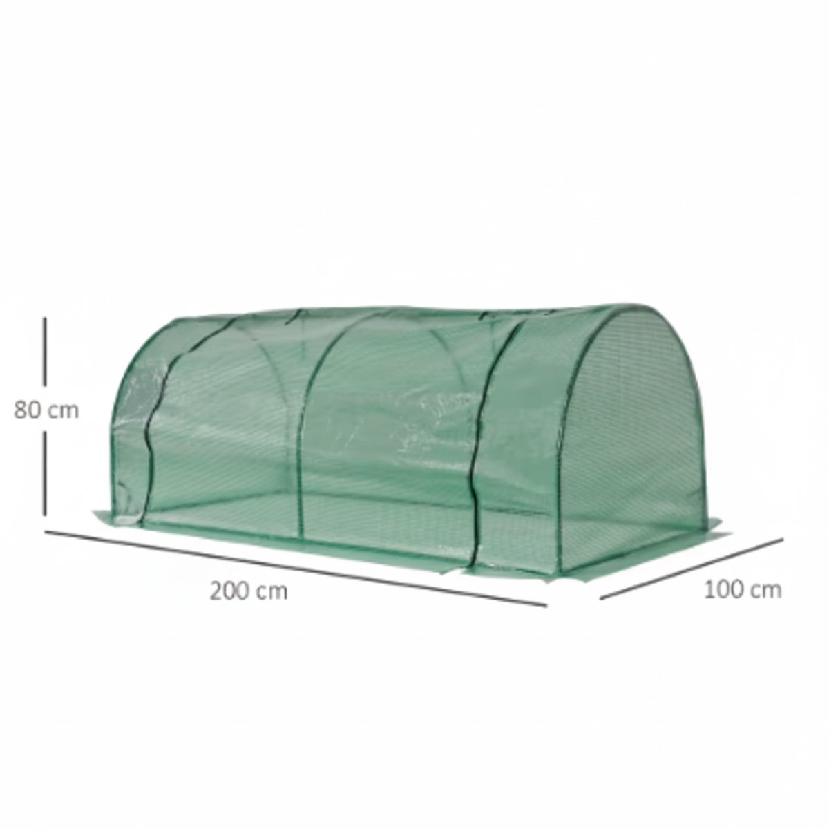 Tunnelkas 200x100x80 cm – Grote Plantenserre met Ritssluiting voor Tuin & Moestuin – foto 4