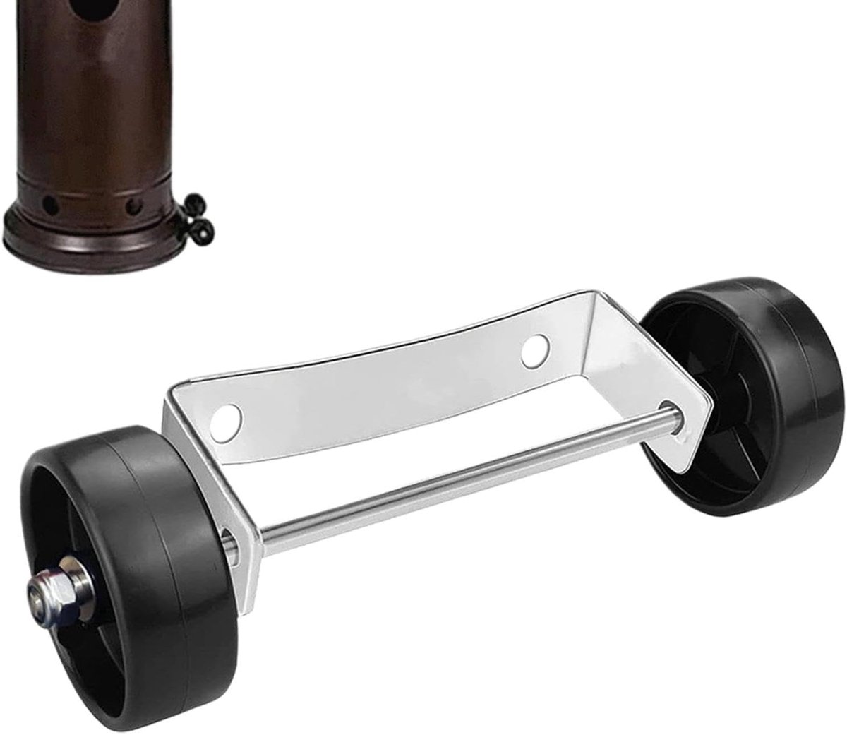 Terrasverwarming Wielset - Mobiele Verwarming - Buitenruimte Verwarmen - Roestvrije Mobiliteit - 8D x 9W x 8H cm - Zilver