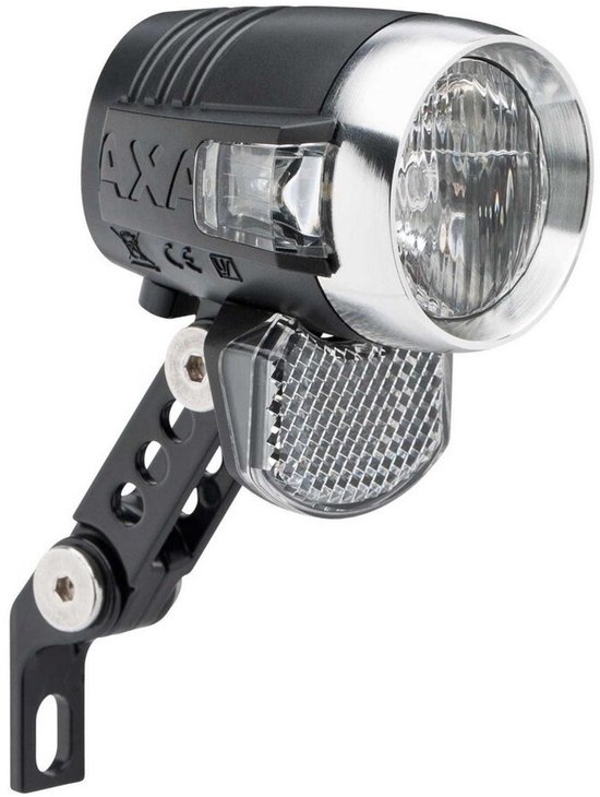 AXA Blueline 50 E‑bike Koplamp – LED Fietsverlichting – 50 Lux – 6–12 V Aansluiting – 70 m Lichtbundel – 4.000 m Zichtbaarheid – Clear Lens Technology – Geïntegreerde Reflector
