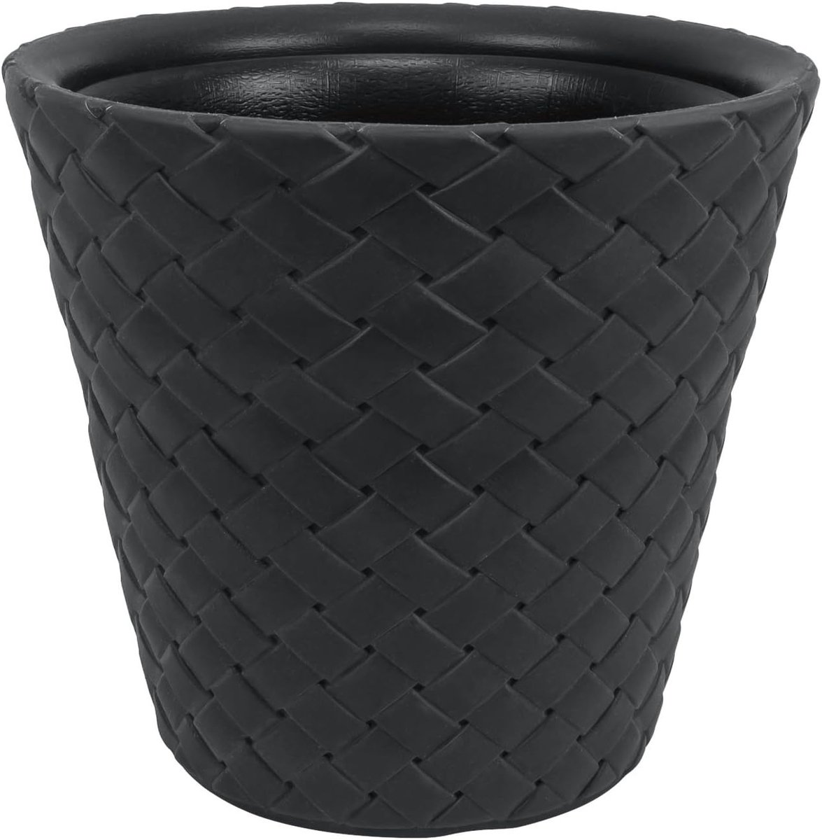 Bloempot Rond - Plantenbak Groot - Buiten Gebruik - Rotanlook Afwerking - 60x59 cm - Antraciet