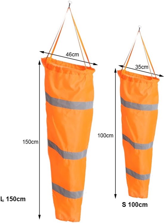 Windzak Indicator - Windzak Meter - Wind Richting Meten - Reflecterende Strips - 100cm Lengte - Oranje van Merkloos — afbeelding 3