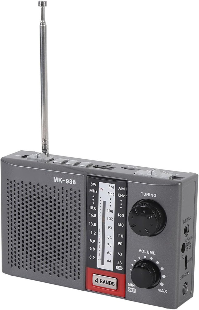 Draagbare Kortegolfradio - AM FM Transistor - Reizen Kamperen - Oplaadbaar Zaklamp - 16x10x6cm