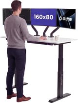 Stane Zit Sta Bureau Elektrisch Verstelbaar - 4 Geheugen Standen - Incl. Kabelgoot - 160 x 80 cm - Wit Blad, Zwart Frame