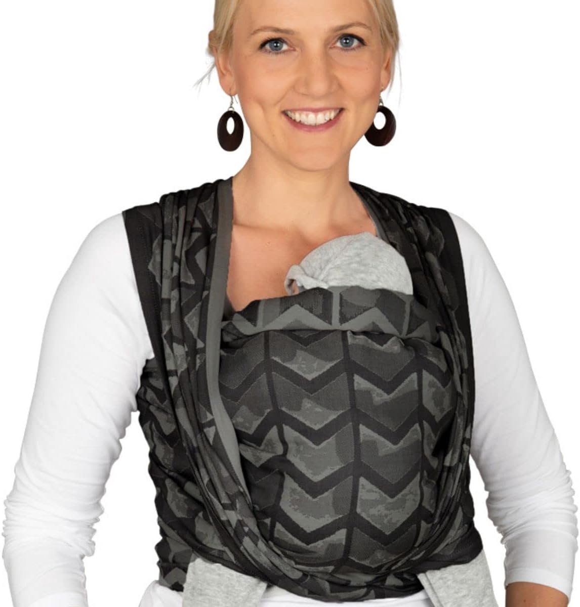 Geweven babydraagdoek - Baby wikkeldoek - Veilig dragen baby - Speciale kruiskeperbinding - 460 cm lengte - Amsterdam zwart