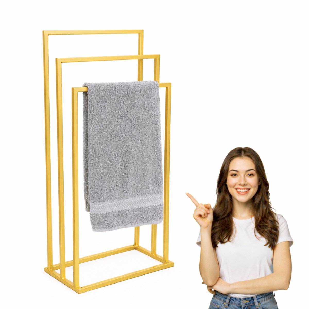Anwicar Handdoekenhouder Loft Gold 100x50x25 cm - Handdoekenrek - Badhanddoek Houder