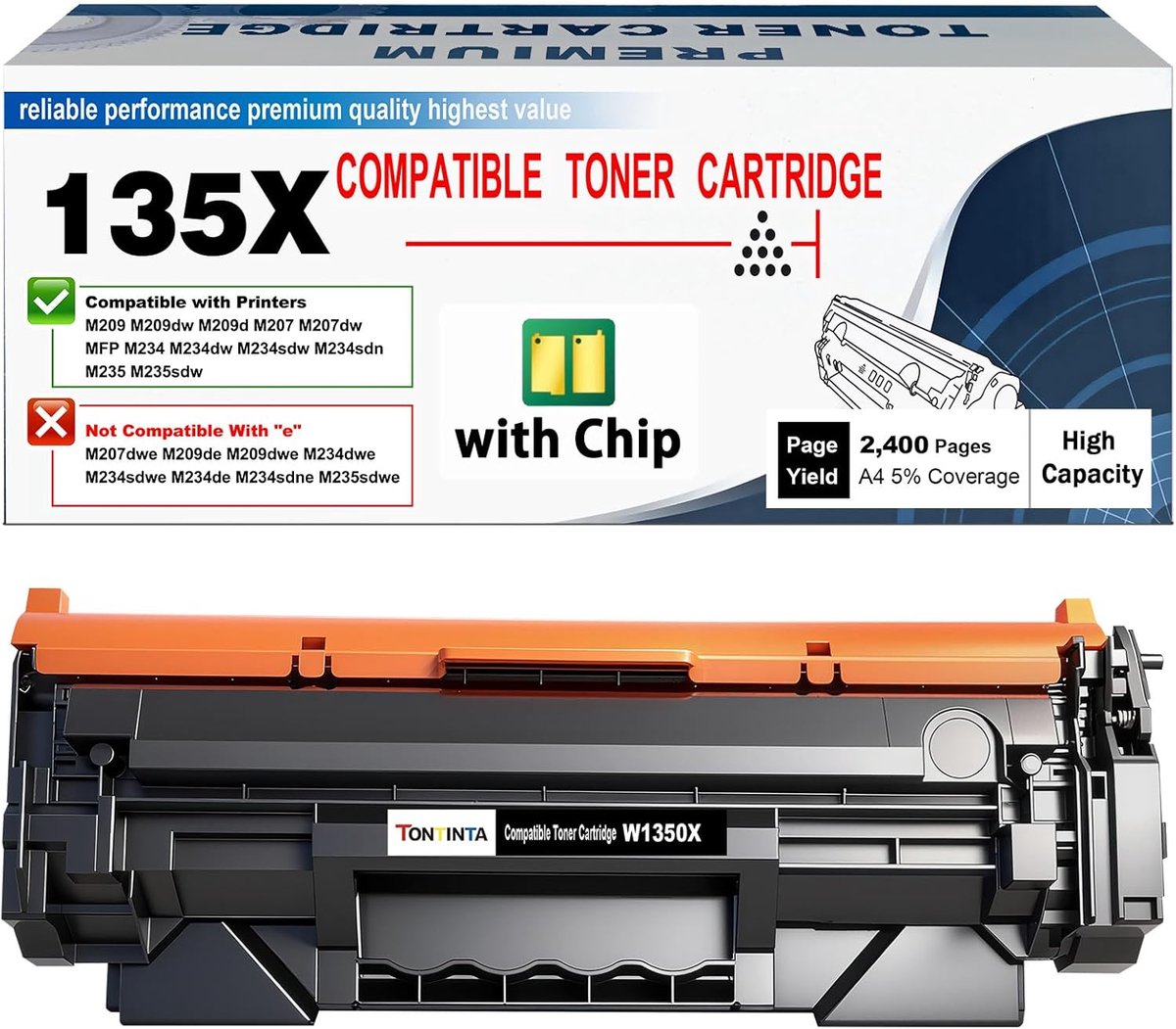 Tonercartridge Zwart - Hoge Capaciteit Toner - Printer Pagina's Printen - Met Chip - 2400 Pagina's - Zwart