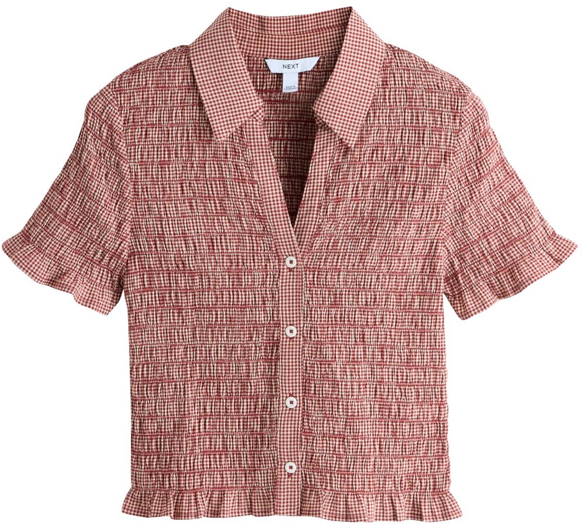 Next - Dames - Gingham overhemd met korte mouwen - Rood