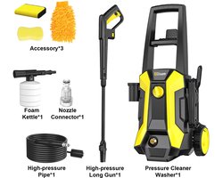 Cellista Hogedrukreiniger 2200W - Hogedrukspuit 180 Bar - terrasreiniger - Waterreiniger Auto - Hogedrukspuit Set - Verstelbare Nozzle 0-180° - 3600 PSI
