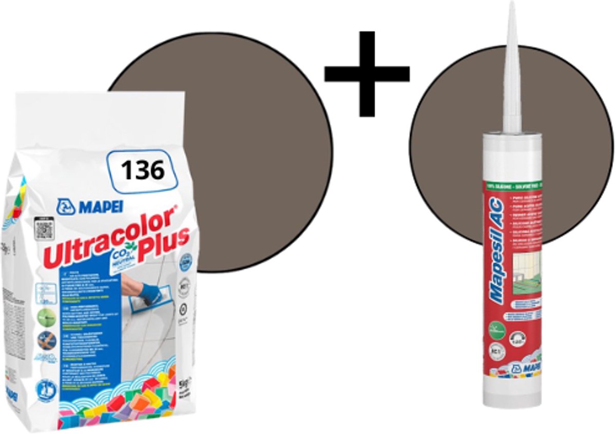 Combipakket Mapei Ultracolor Plus kleurcode 136 + siliconen kit kleurcode 136