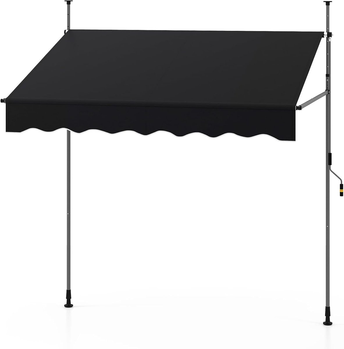 KOMFOTTEU 200 cm Klemluifel, luifel balkon zonder boren, luifel met handslinger, in hoogte verstelbaar en uv-bestendig, outdoor intrekbare zonwering voor balkon, terras en tuin