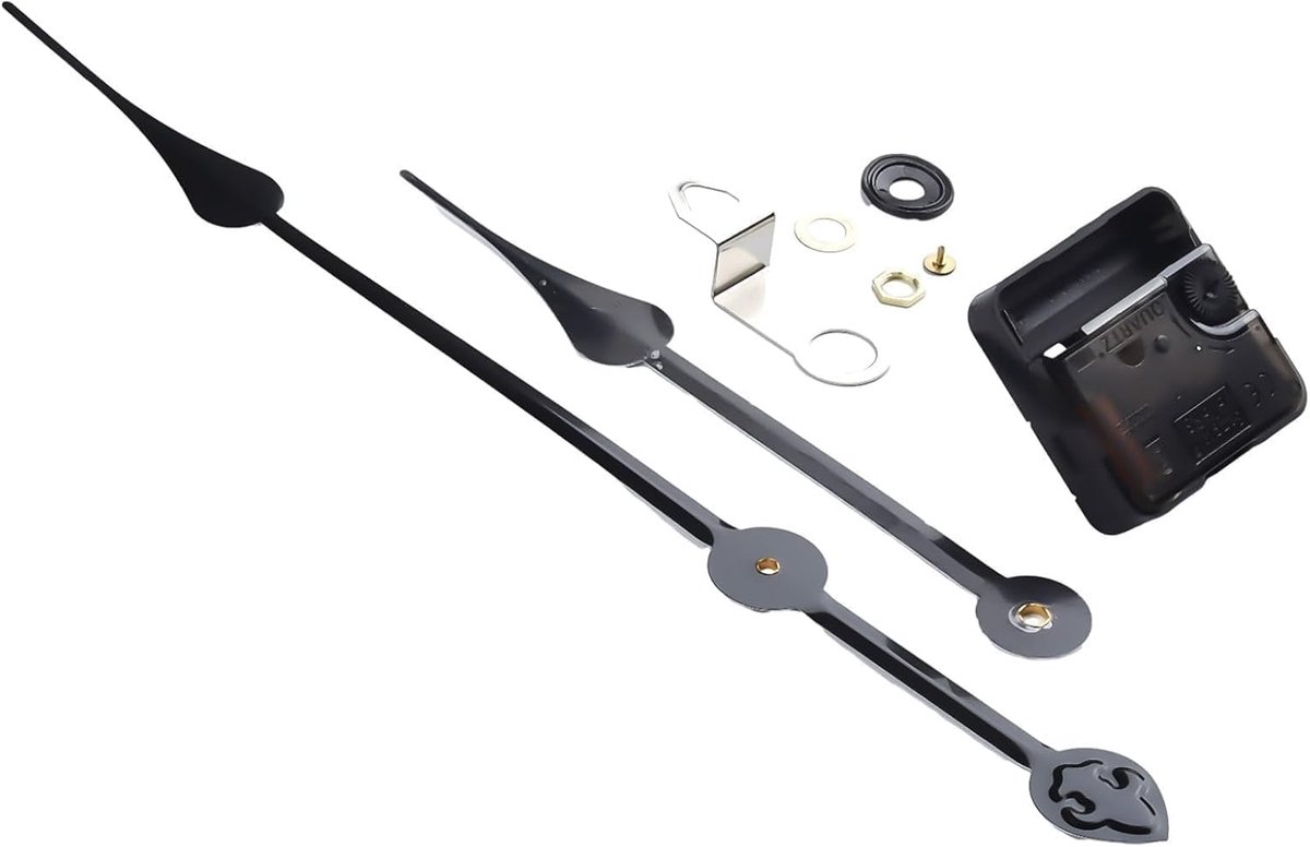 Klok uurwerk reparatie - Stil kwarts mechanisme - Doe-het-zelf klokken - Voor grote wandklokken - Schacht 18mm wijzers 200mm - Zwart