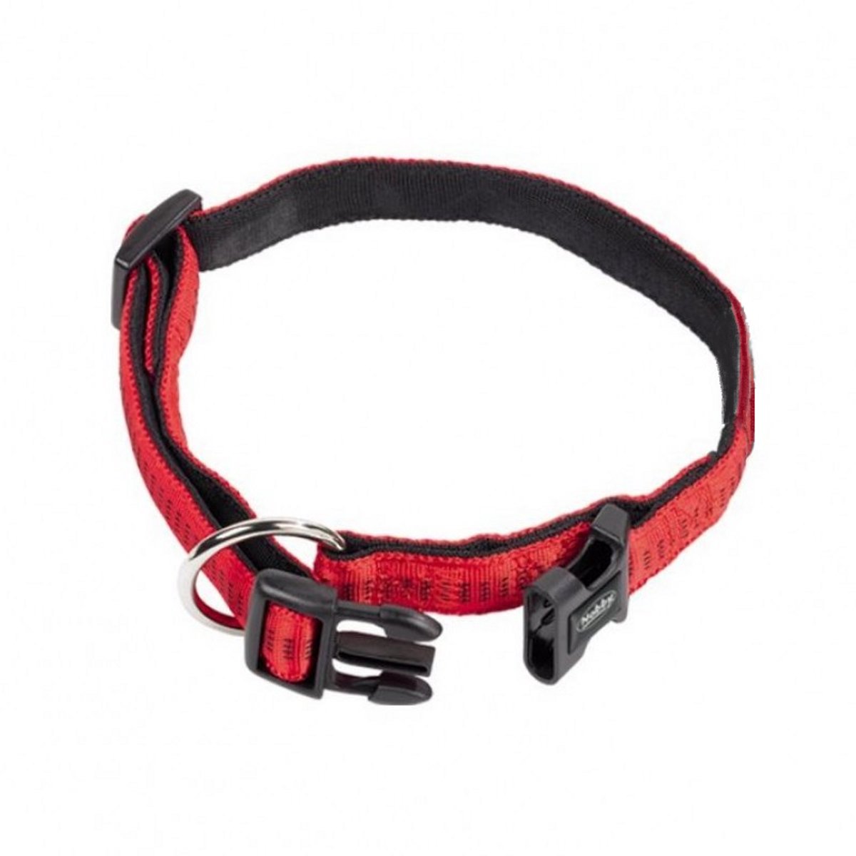 NOBBY Soft Grip Hondenhalsband - Nylon - Gevoerd - Rood - Maat: XS-S - Breedte: 15 mm - Nekomtrek: 25 - 35 cm (GELIEVE VOOR BESTELLEN OPMETEN)