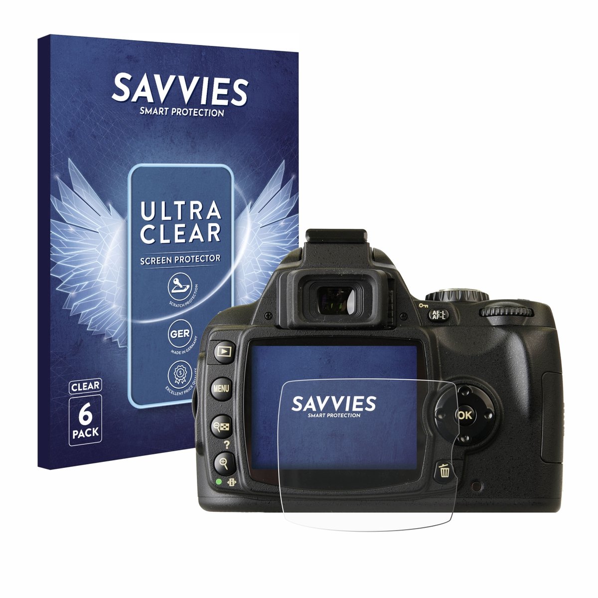 Savvies - Screenprotector voor Nikon D40x - Folie Beschermfolie transparant 6 Stuks