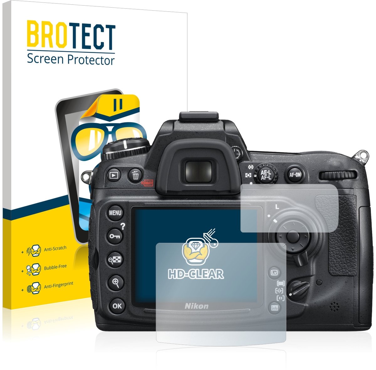 BROTECT - Screenprotector voor Nikon D300S - Folie Beschermfolie transparant 2 Stuks