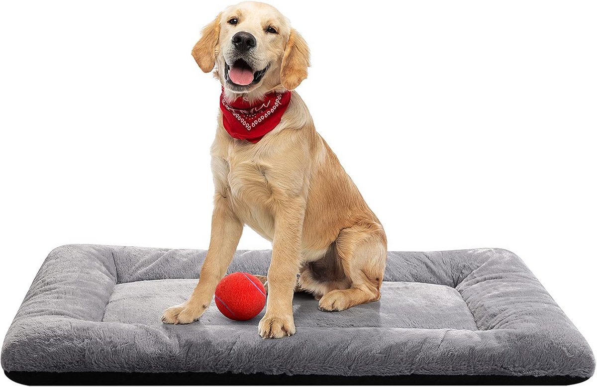 Zacht en Antislip Hondenbed voor Kratten - 91 cm, Geschikt voor Middelgrote en Grote Honden, Makkelijk te Wassen, Grijze Slaapmat