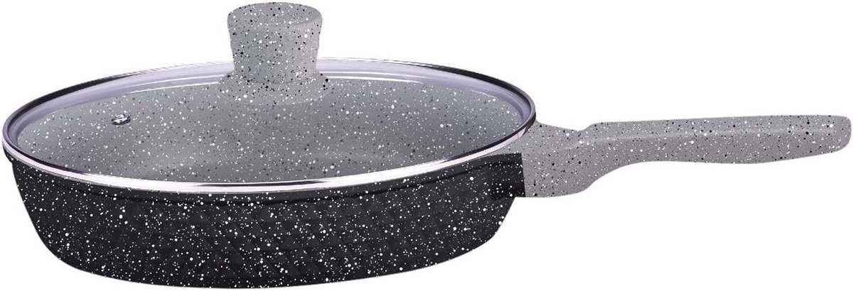 Diepe pan 28cm met glazen deksel - anti-aanbak graniet keramische coating