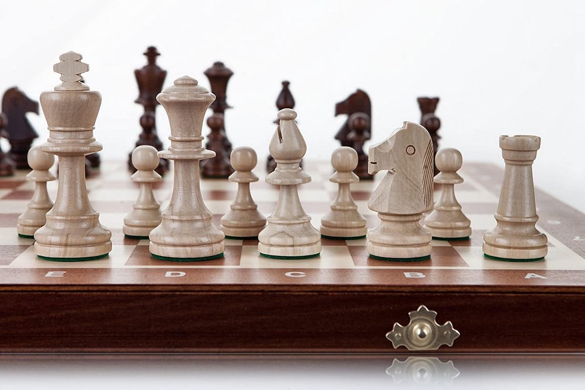 Houten Toernooischakenbord 48 cm - Opvouwbaar Portabel Schaakspel met Staunton Stukken - Handgemaakte Luxe Schaakset voor Kinderen en Volwassenen